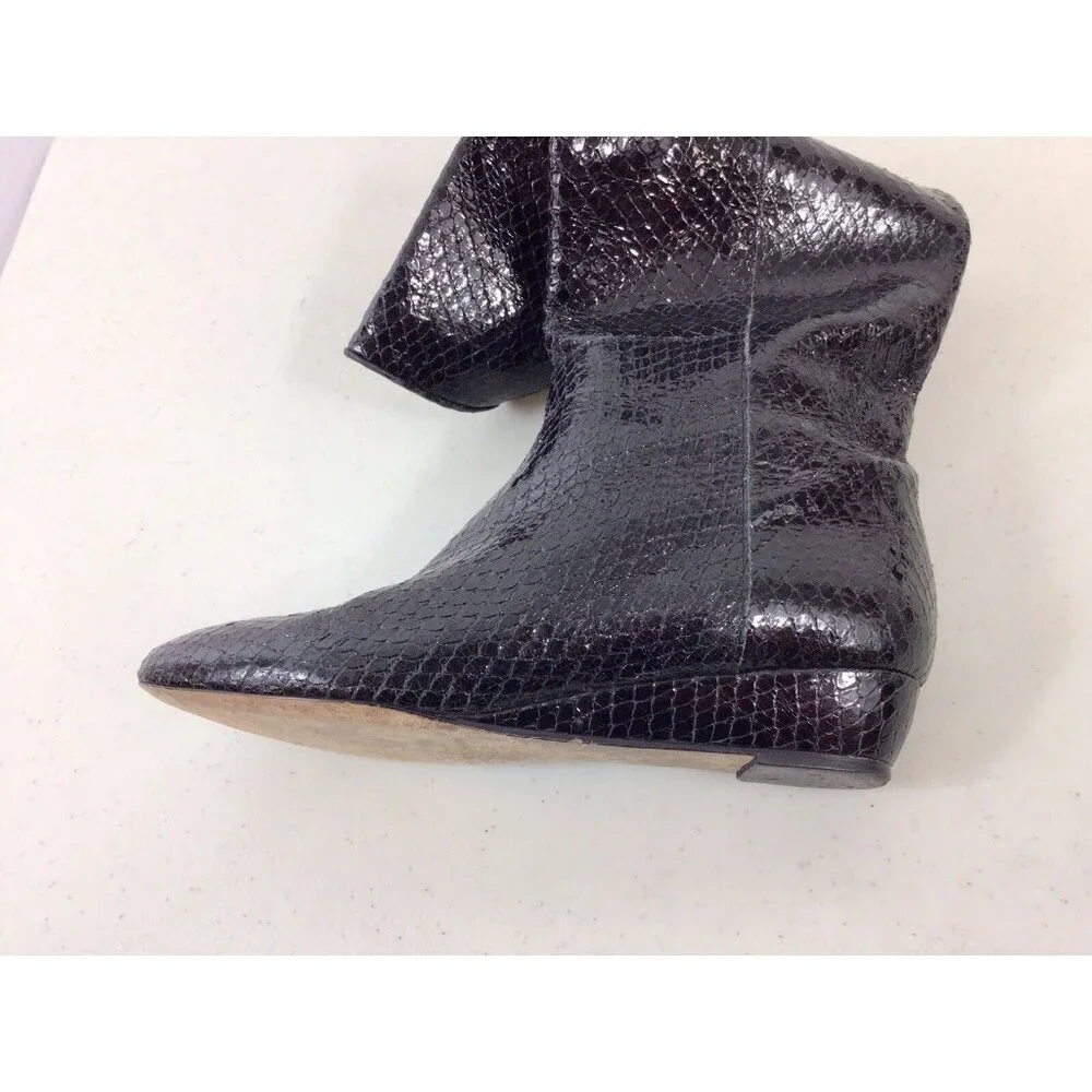 Loeffler Randall Black Snakeskin-Embossed Over-the-Knee Boots